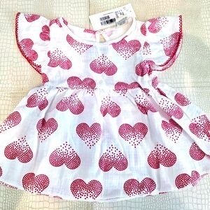 Brand New MILON Soft Cotton White and Red Print Dress Toddler (3)